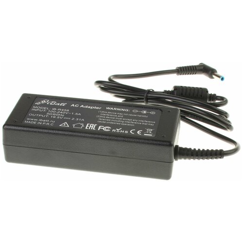 Блок питания iBatt iB-U1-R458 19,5V 2,31A, 45W, 4.5*3.0 mm, pin для HP-Compaq 255 G3, 255 G4, EliteBook 1040 G1 Folio, EliteBook 1040 G2 Folio, Pro X2 612 G1, EliteBook 810 G1 Revolve, Stream 14-z000nr, Pavilion 13-B020nr, Pavilion 11-n061ur,