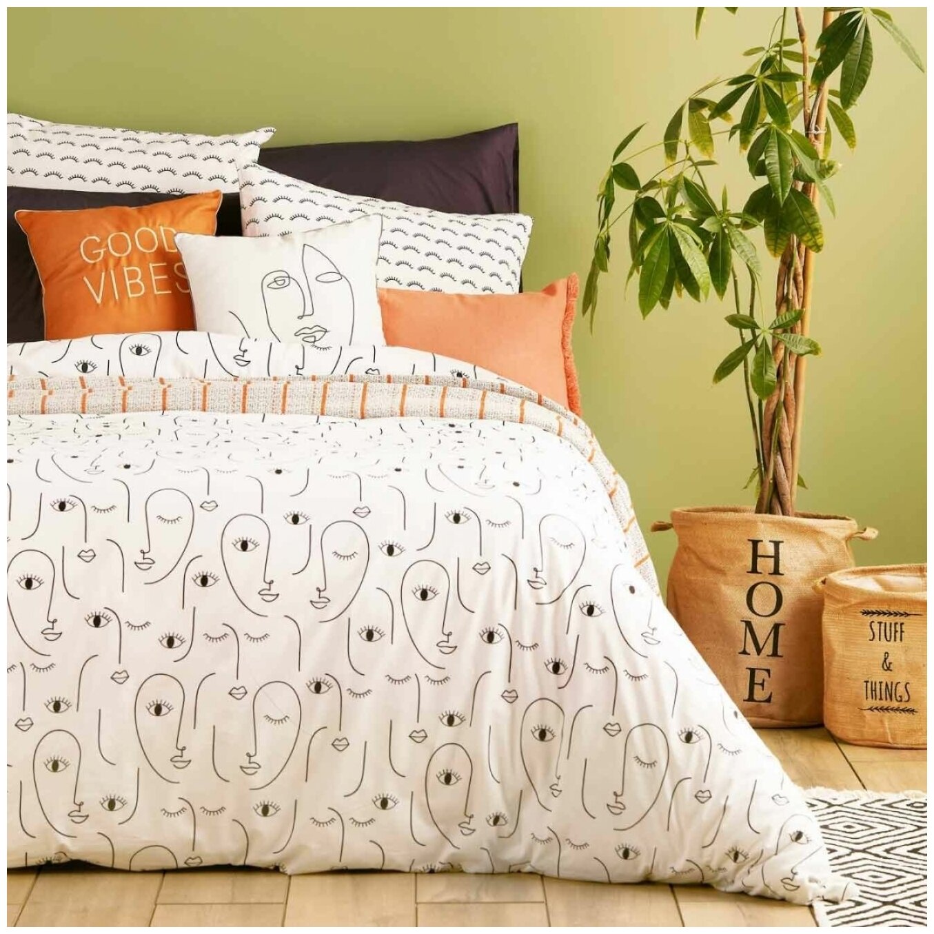 фото Комплект постельного белья Bella Maison Face, 1,5 спальное, 160X220, наволочки 50X70