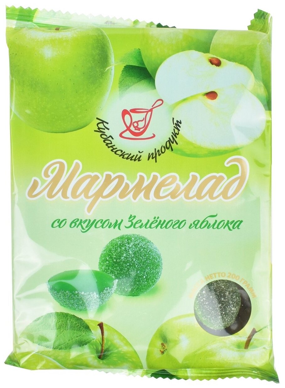 Мармелад желейный "Кубанский продукт" со вкусом зеленого яблока 200 грамм - фотография № 1