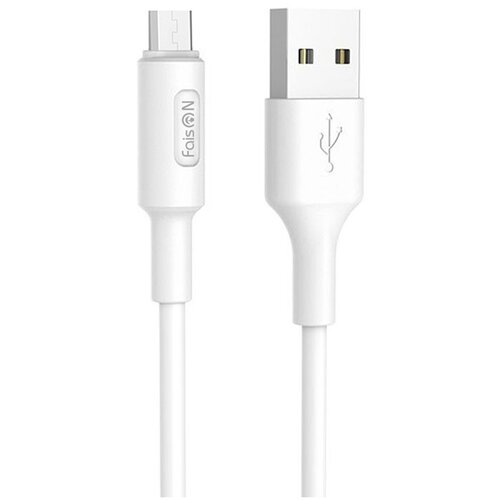 USB кабель- - микро USB FaisON HX25 CAST, 1.0м, круглый, 2.1A, силикон, цвет: белый