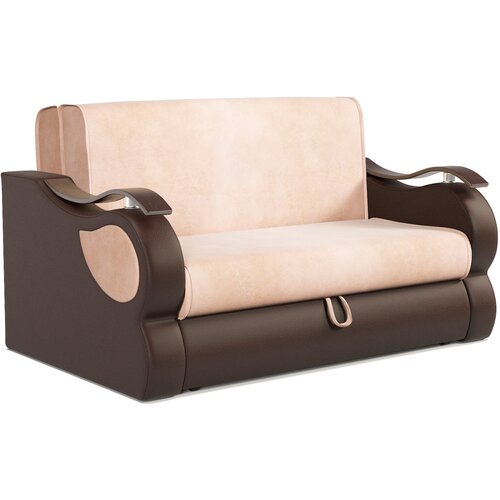 Диван аккордеон Капля 120 велюр беж и экокожа коричневый