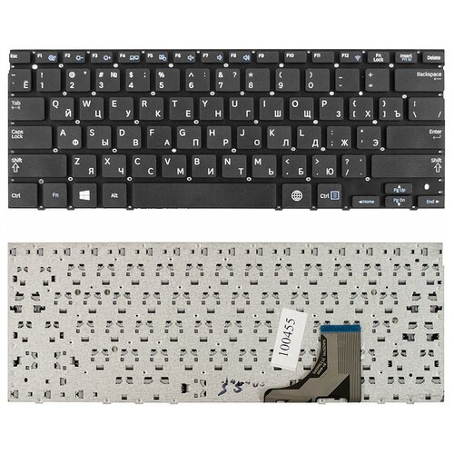 Клавиатура для ноутбука Samsung NP530U3B, NP535U3C Series. Плоский Enter. Черная, без рамки. PN: BA59-03254D, CNBA59