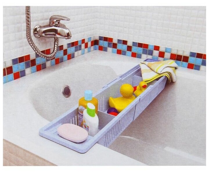 Полка на ванну Toys, 57-89 см, цвет снежно-белый - фотография № 5