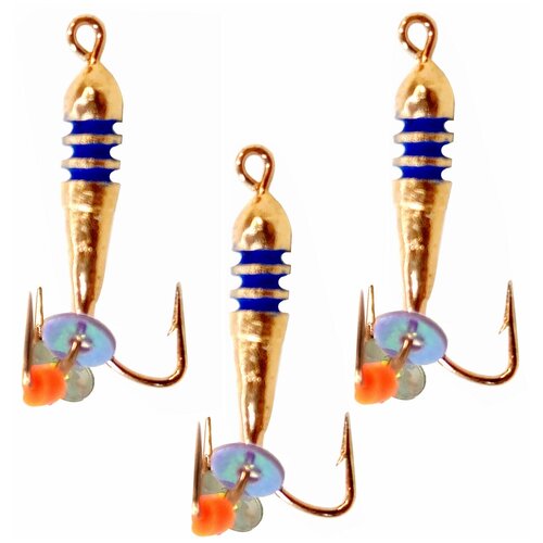 Мормышки зимние Чертик с рисками гальваника медь 25мм 05гр 3 шт 549₽