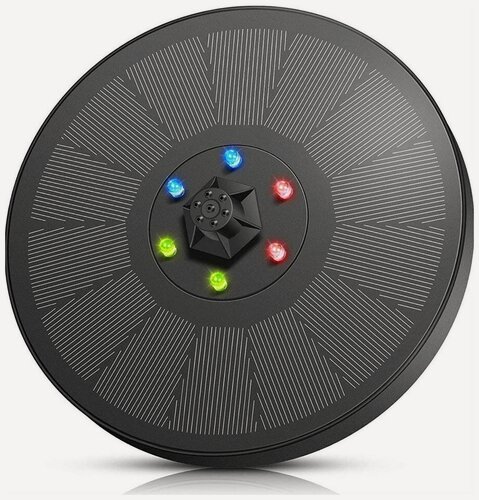 Изображение товара Плавающий Мини-фонтан с LED подсветкой на солнечной батарее / Фонтан садовый / Уличный фонтан