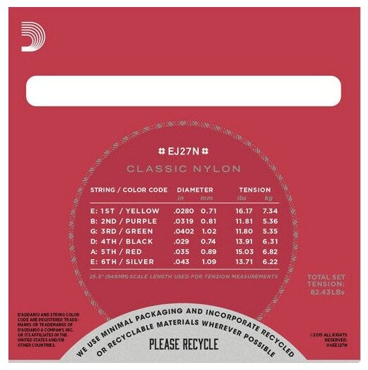 Струны для классической гитары DAddario EJ27N-3D — фото 1