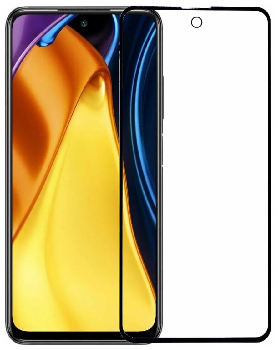 Закаленное стекло DF с черной рамкой для телефона Xiaomi Redmi Note 10T/ Poco M3 Pro Full Screen + Full Glue
