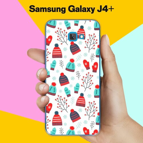 Силиконовый чехол на Samsung Galaxy J4+ Узор зимний / для Самсунг Галакси Джей 4 Плюс 2018