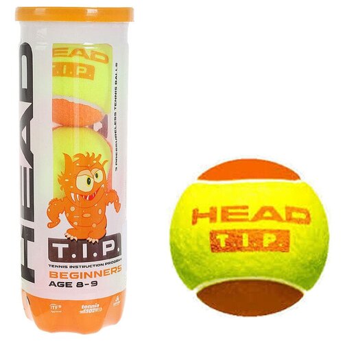 Мяч Head теннисный Head T. I. P Orange (Для детей) 3 Шт, -, желтый, любительский, клееный мяч теннисный head t i p green набор 3 штуки фетр натуральная резина