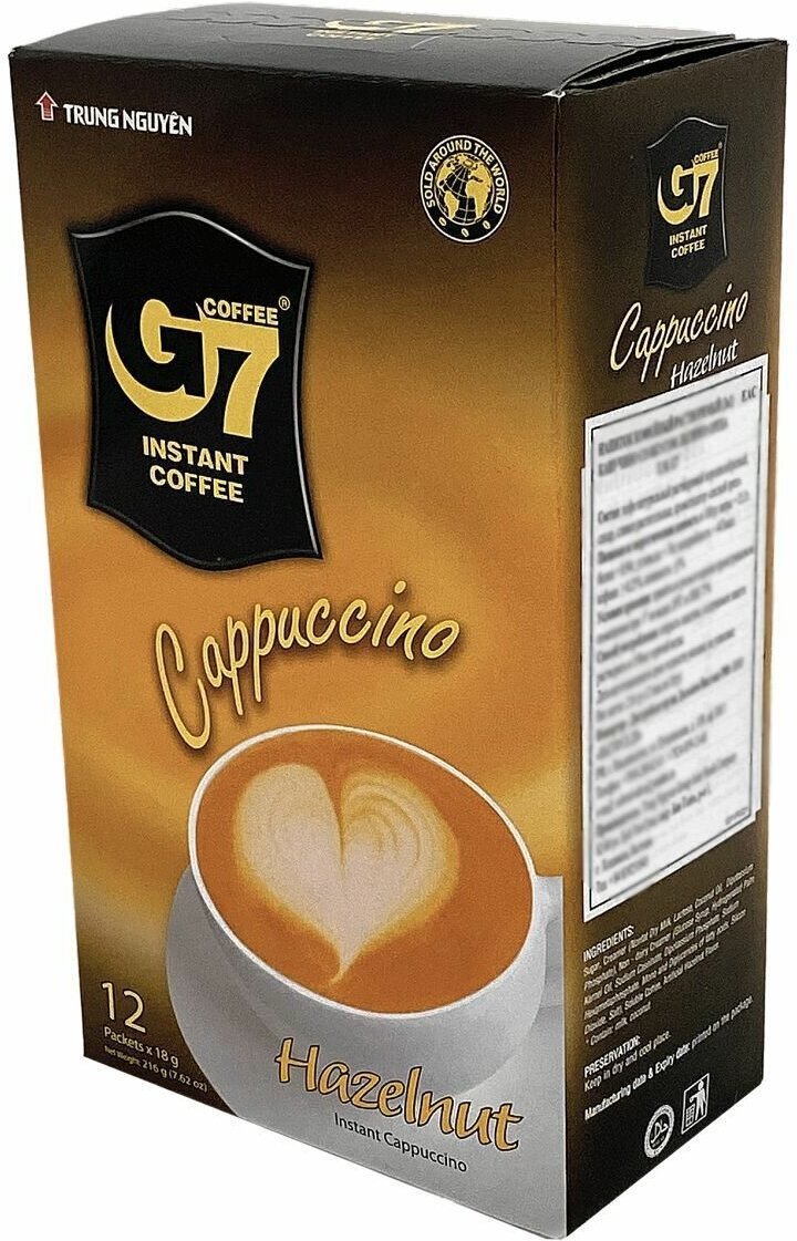 Вьетнамский растворимый кофе G7 Cappuccino Hazelnut (12 шт по 18г) - 216г