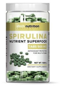 Фото ATech Nutrition Spirulina (1000таб), банка 500гр