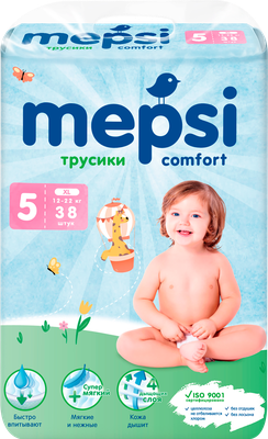 Трусики-подгузники детские MEPSI XL 12–22кг, 38 шт