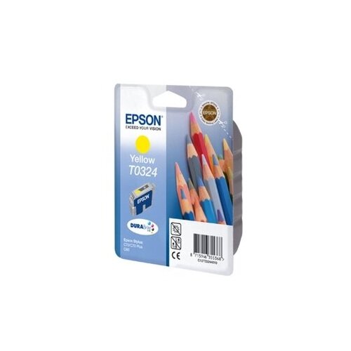 Картридж Epson T0324 Yellow C13T03244010 картридж epson t0321 t0322 t0323 t0324 комплект 4 цвета оригинальные epson stylus c70 c80