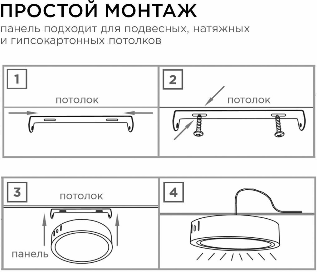 Светодиодная панель Apeyron 06-40 накладная круглая 220В, 18Вт, 1440 лм, 170 мм, алюминий, драйвер, 4500К - фотография № 10