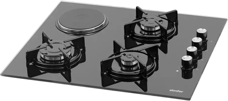 Комбинированная варочная панель Simfer H60K32B522, 3 газ-конфорки, 1 электро конфорка, газ-контроль - фотография № 7