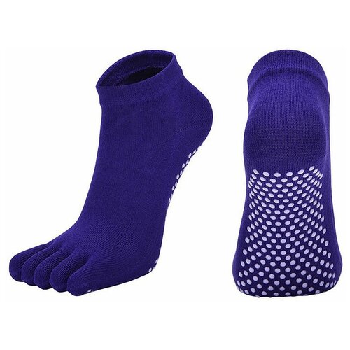 фото Носки противоскользящие с пальцами yoga socks для йоги фитнеса и пилатеса фиолетовые rekoy