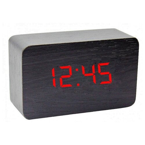 фото Часы-будильник vst-863 wooden, черный/красный
