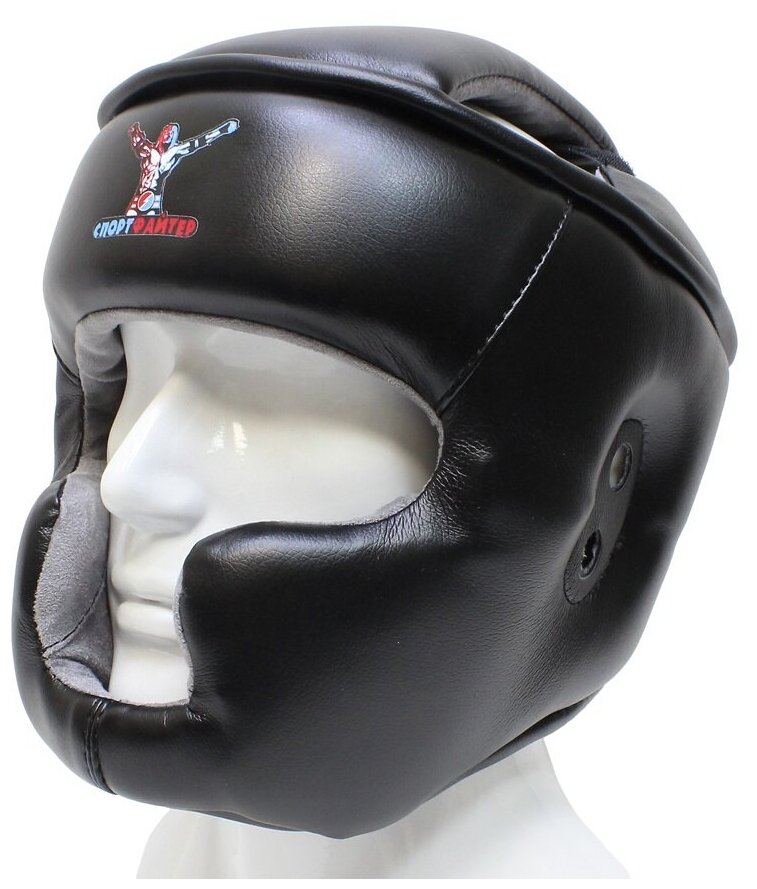 Шлем с защитой скул и подбородка Спортфайтер - чёрный, S