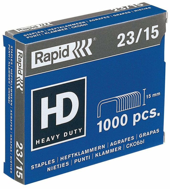 Скобы Rapid HD, 23/12, гальванизированные, 1000 штук - фотография № 1