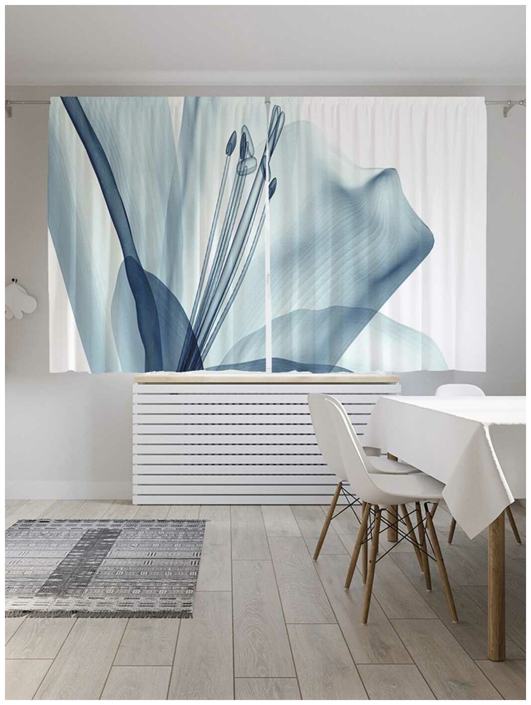 фото Классические шторы JoyArty "Прозрачный цветок", серия Oxford DeLux, 2 полотна 145x180 см