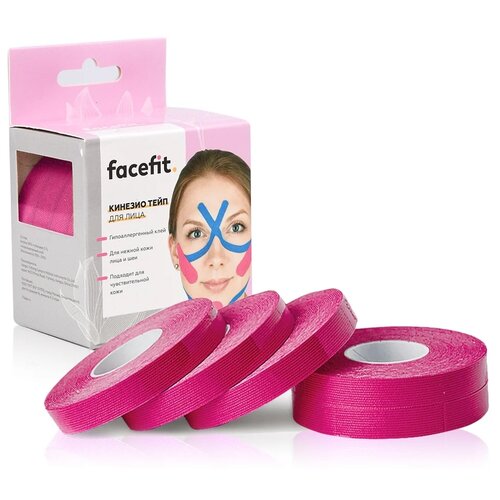 фото Facefit кинезио тейп 1 х 500 см 5 шт. розовый