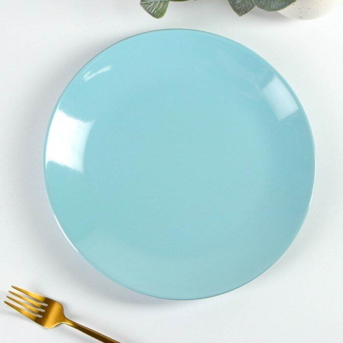 Тарелка керамическая обеденная Пастель, d-27 см, цвет голубой