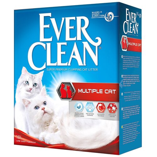 Наполнитель для кошачьего туалета EVER CLEAN Multiple Cat комкующийся для нескольких кошек 10 литров ПР0032247