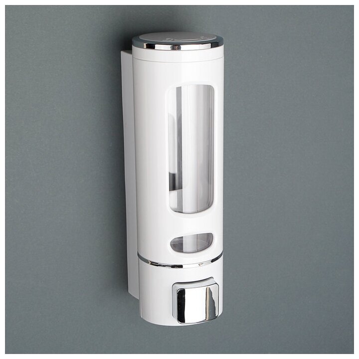 фото Диспенсер для антисептика или жидкого мыла механический, 400 мл, металл, цвет белый