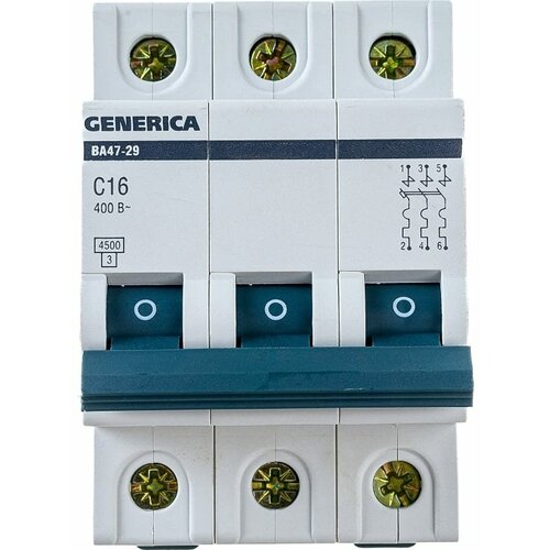Автоматический выключатель GENERICA ВА47-29 3Р 16А 4,5кА х-ка С MVA25-3-016-C