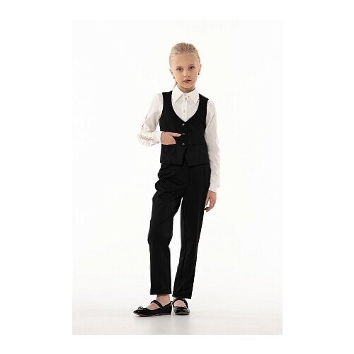 Школьные брюки  MOORIPOSH, повседневный стиль, размер 164, черный