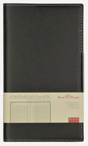 Изображение товара Еженедельник недатир. Bruno Visconti Metropol искусс. кожа A6 80 л. черный (102x177 мм) 726820