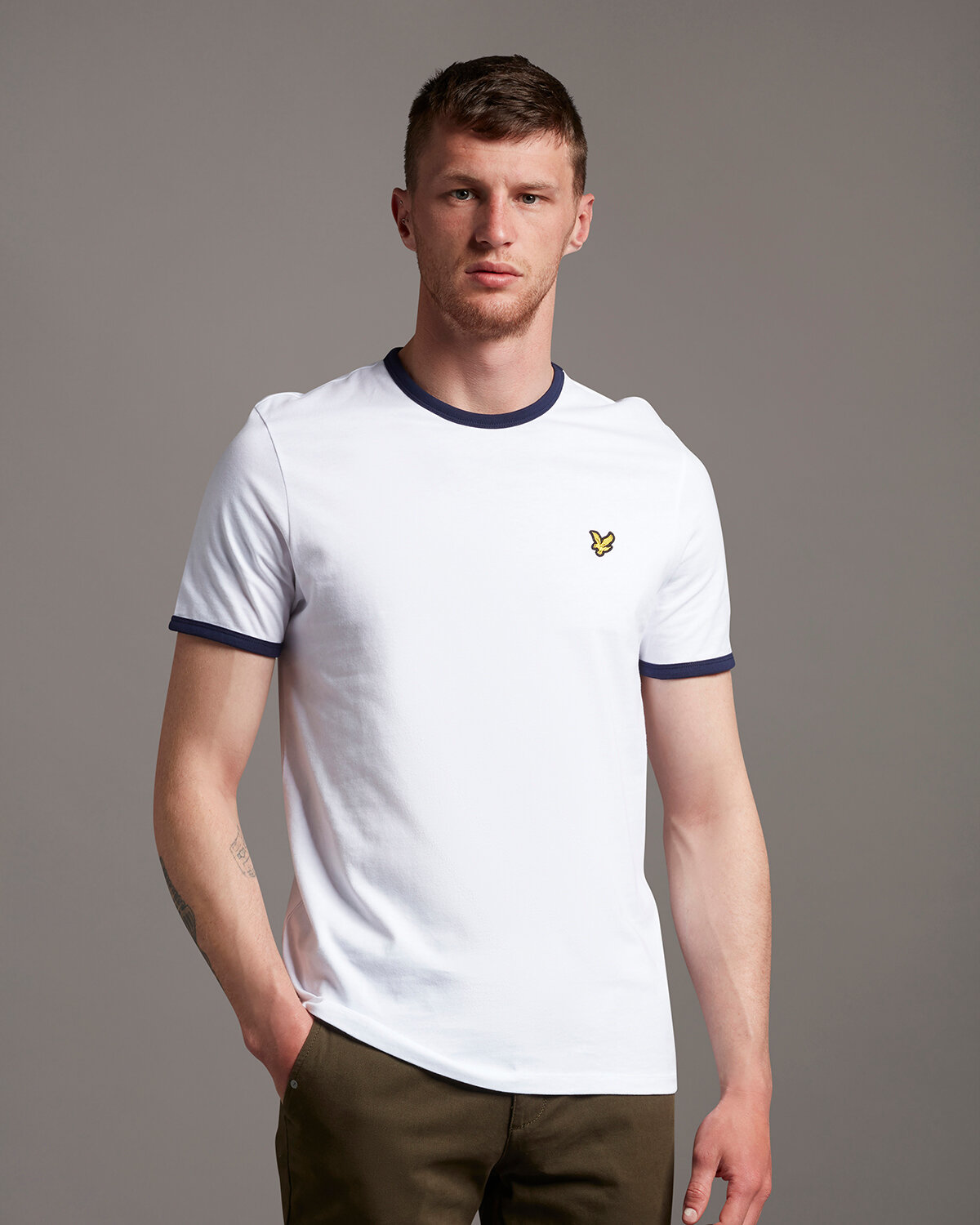 Футболка Lyle & Scott Ringer T-Shirt, размер M, белый, синий