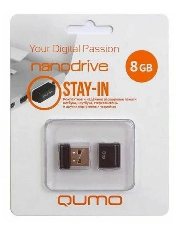 Флеш диск Qumo NANO 8GB Black (QM8GUD-NANO-B)