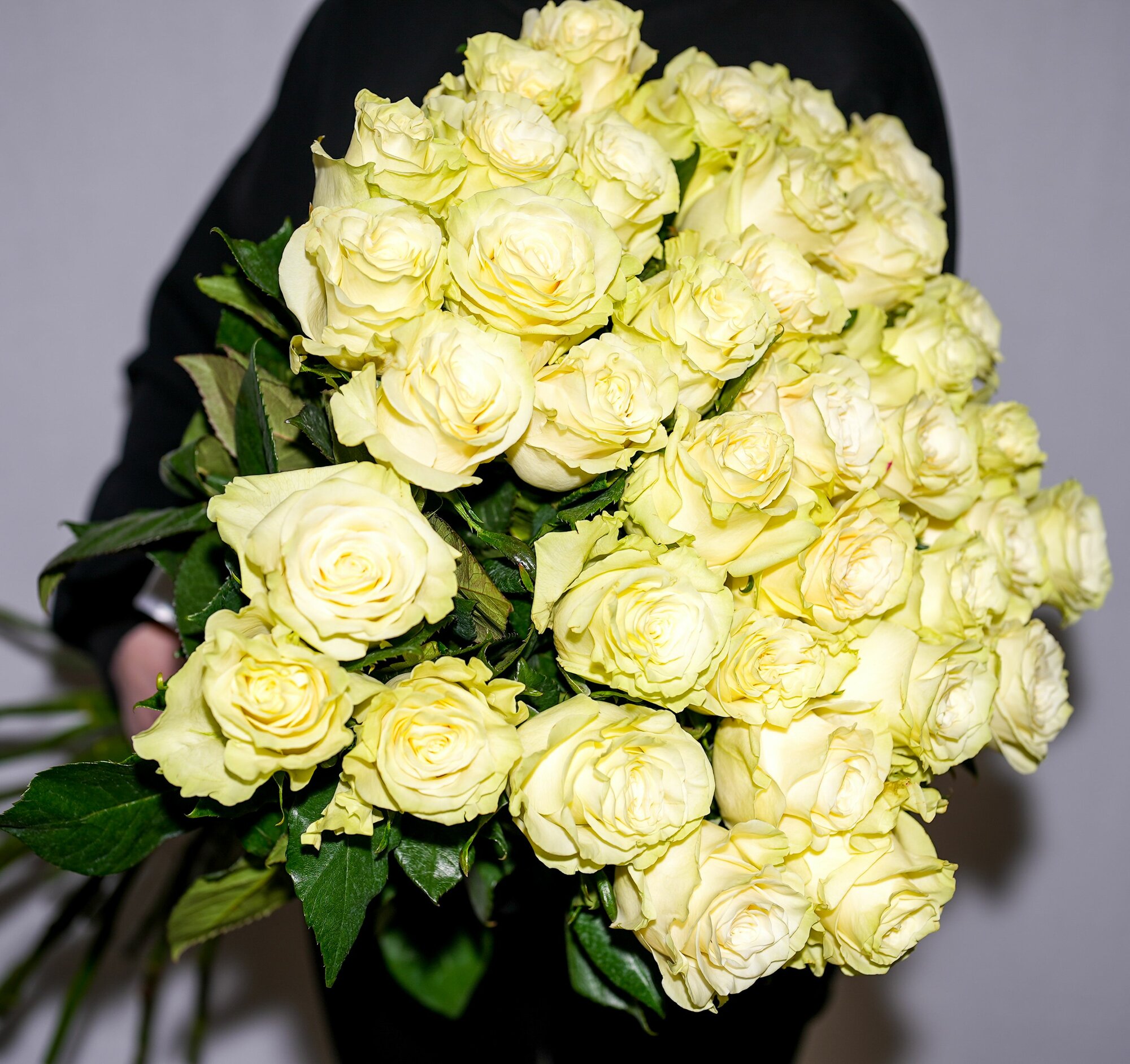 Букет из живых белых роз Эквадор 37 шт.