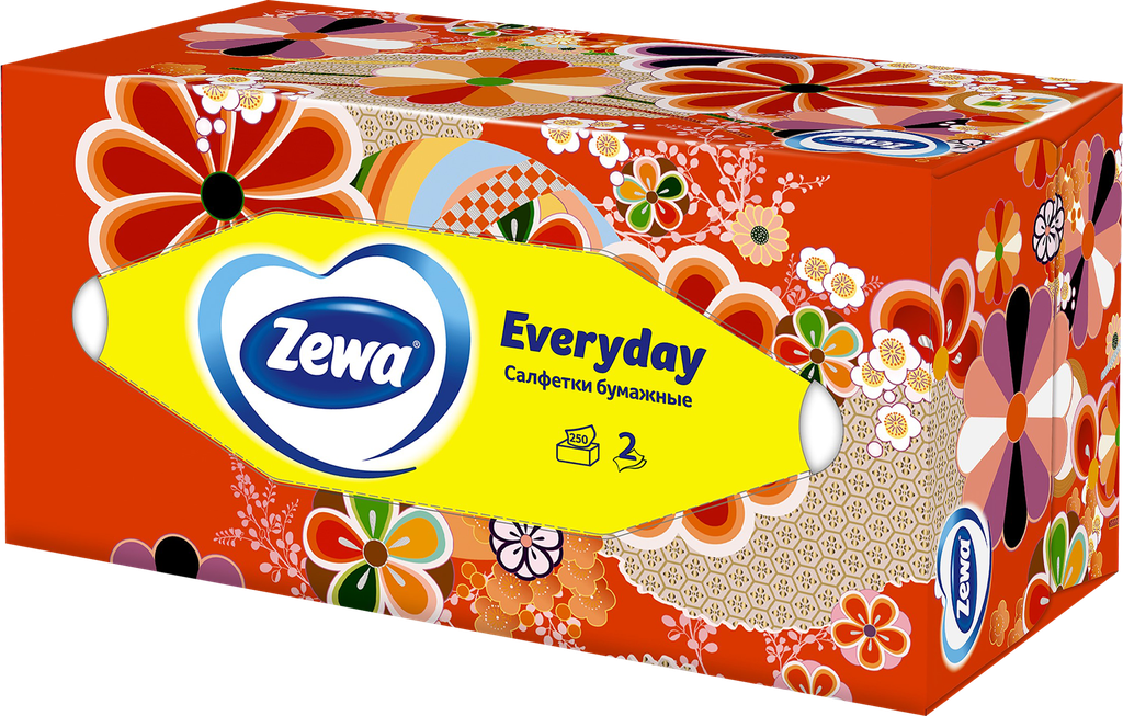 Салфетки бумажные в коробке Zewa Everyday, 2 слоя, 250 шт.
