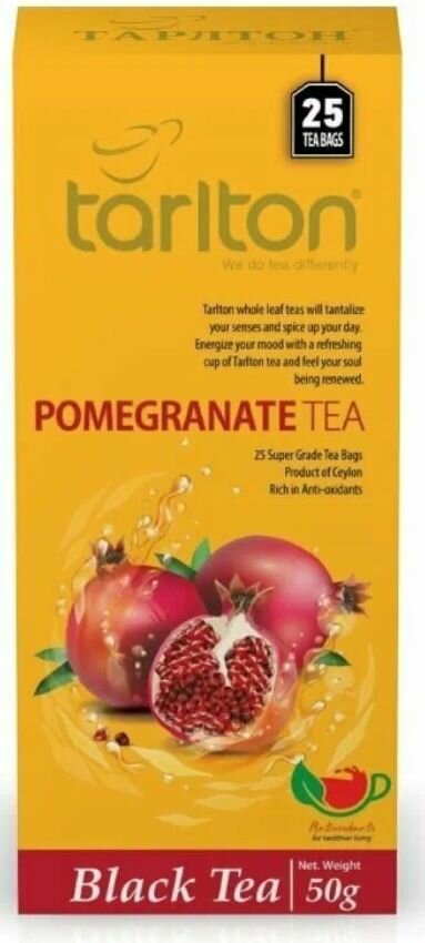 Чай черный со вкусом Граната Tarlton (Pomegranate Tea), 25 пакетиков