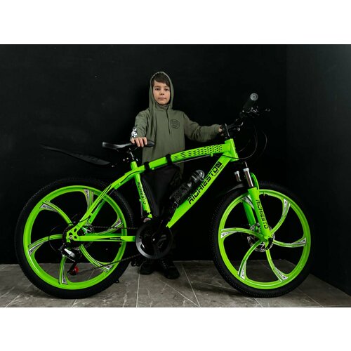 Велосипед горный RICHIESTO 24 колёса Алюминиевые кованные литые диски Спортивный ярко зеленый 2650000₽
