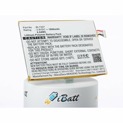 Аккумуляторная батарея iBatt 1800mAh для BL7207, IQ4511 Octa, Tornado One, аккумулятор cameron sino cs fiq511sl для fly iq4511 tornado one octa