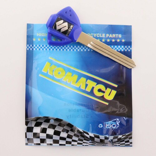 Ключ замка зажигания (заготовка) Suzuki (с эмблемой, длинный, синий) 