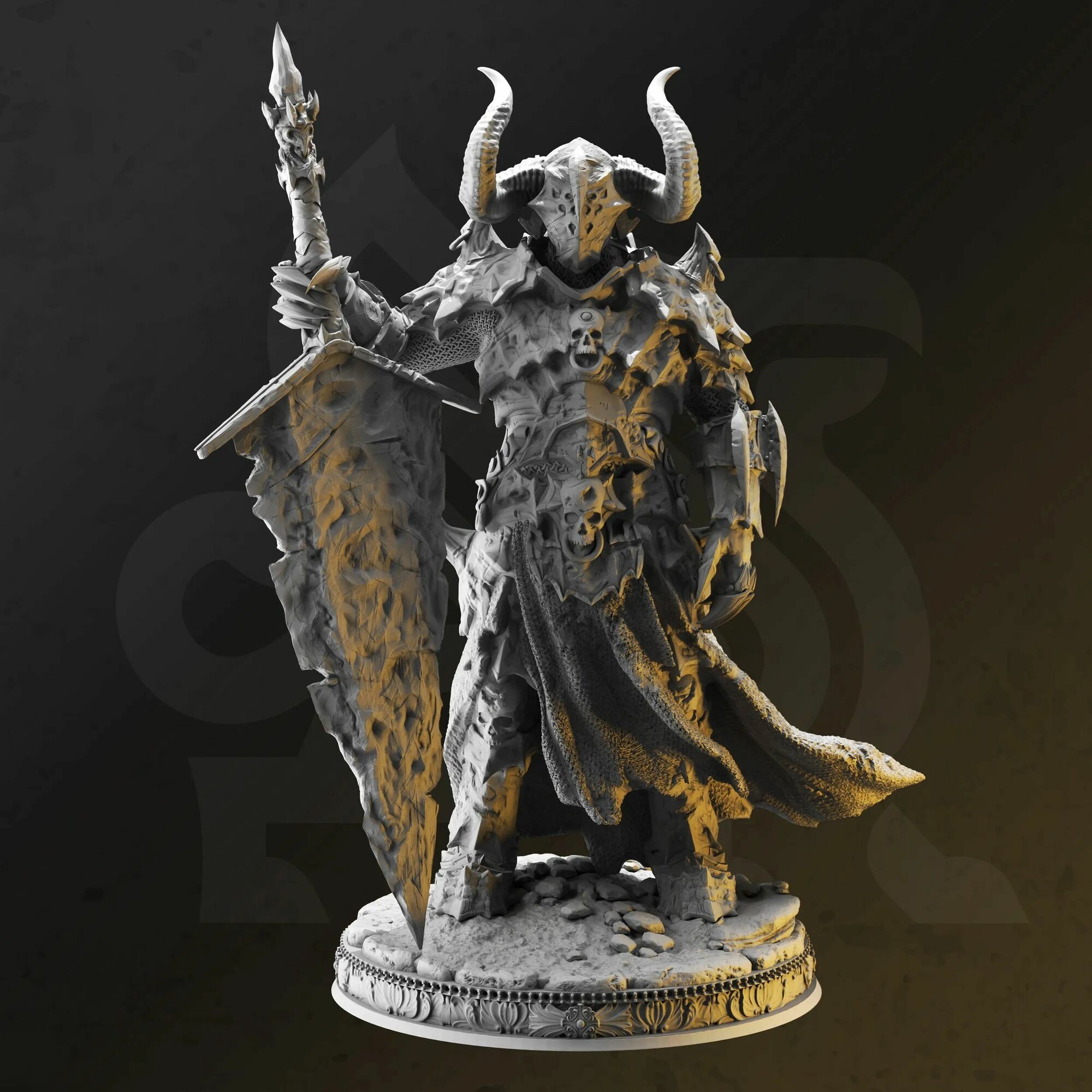 Фэнтези миниатюра рыцарь смерти (демон паладин) игровая фигурка для раскрашивания, база 25мм