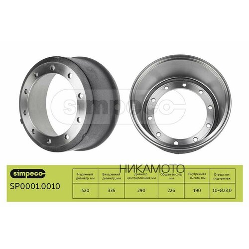 SIMPECO SP00010010 Барабан тормозной BPW о н0310967190 11840₽
