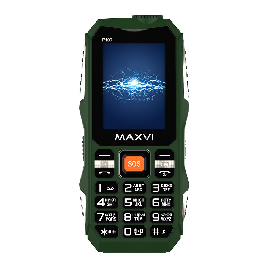 Телефон MAXVI P100, 2 SIM, зелeный