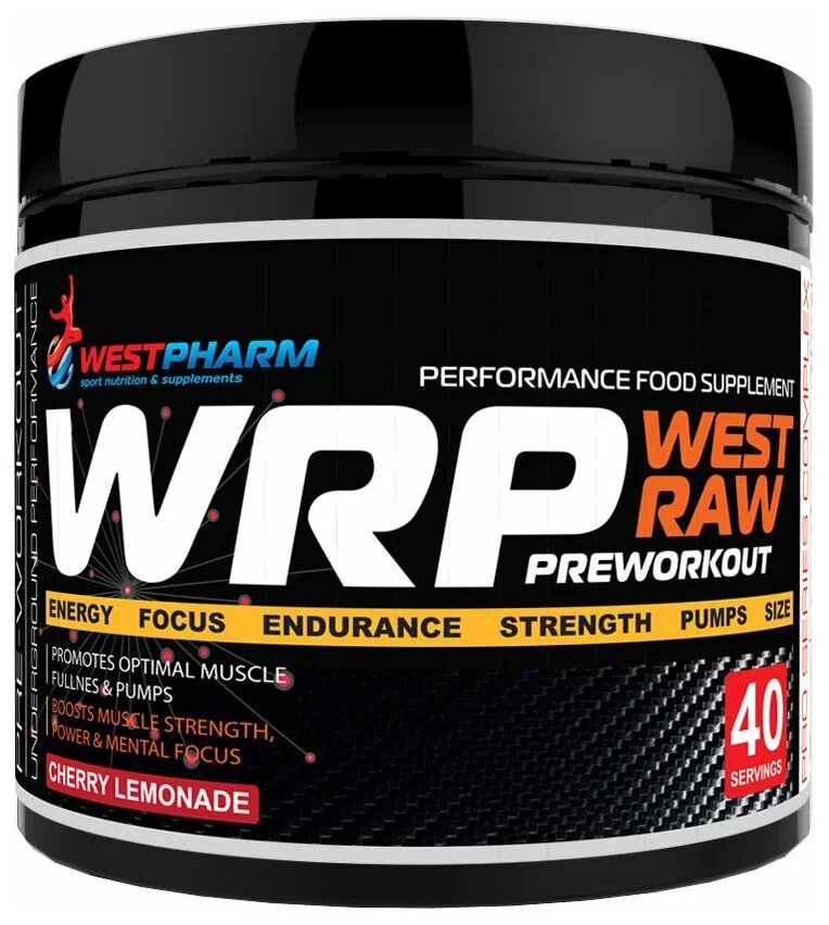 WestPharm / WRP / West Raw Preworkout / Предтренировочный комплекс со вкусом Cherry-Lemonade / 320 гр, 40 порций