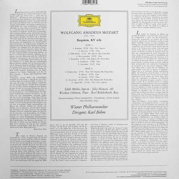 Виниловая пластинка Mathis / Hamari / Ochman / Mozart - Requiem In D Minor, K.626. 1 LP Deutsche Grammophon Intl - фото №3