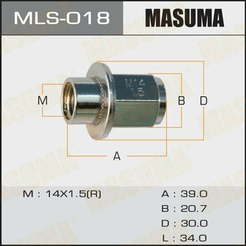 MASUMA MLS018 Гайка 14x15 длинные с шайбой D 30mm под ключ 21мм упаковка 20 шт цена за 1 шт 19280₽