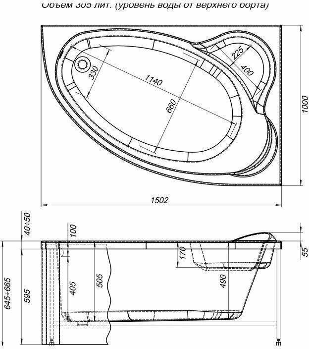 Акриловая ванна Aquanet Mayorca 150x100 R (с каркасом) 205438