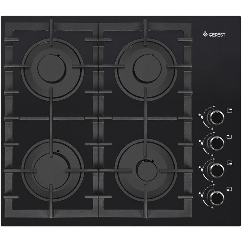 Газовая варочная панель GEFEST СГ СВН 2230 К3, черная, 4 конфорки