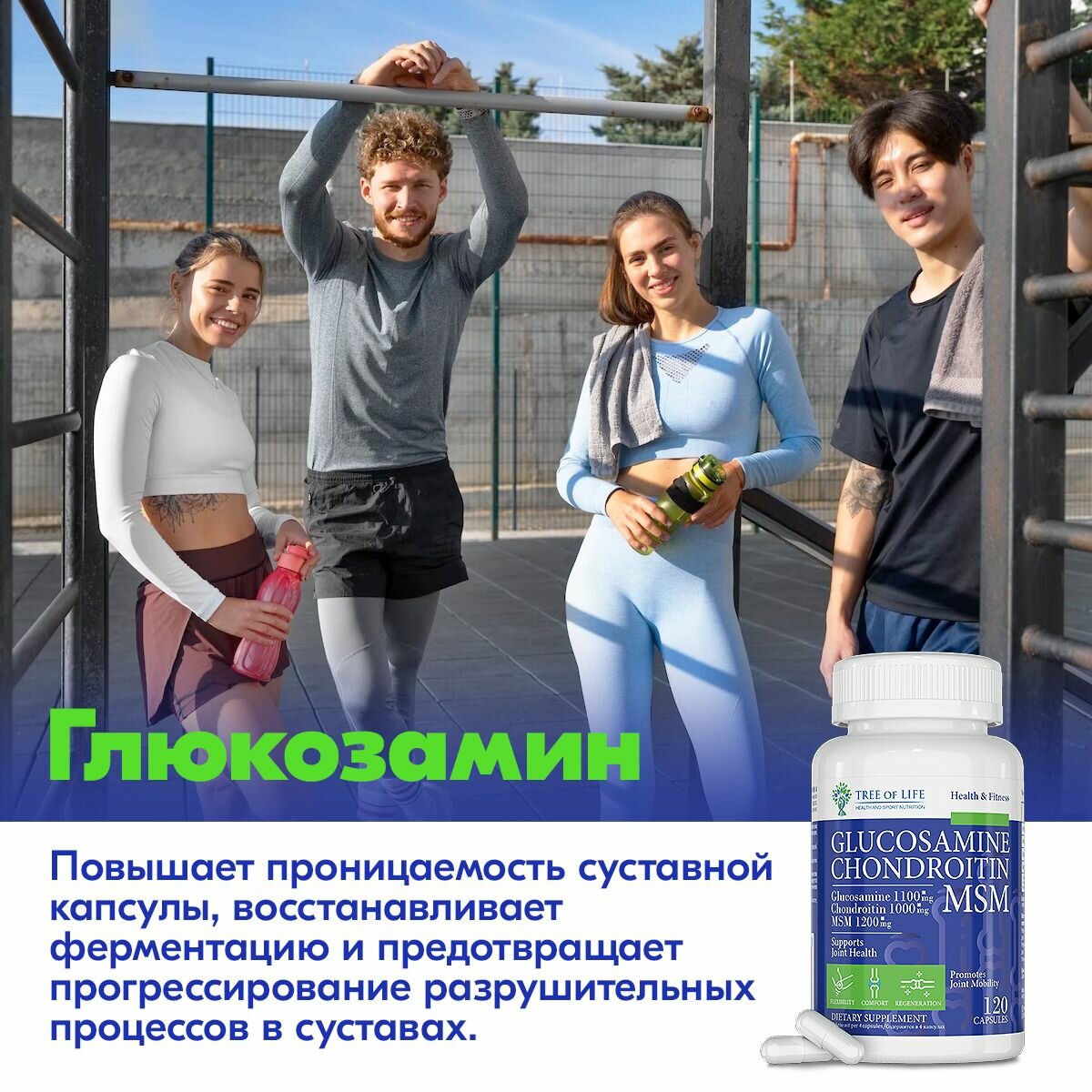 Глюкозамин хондроитин МСМ. Хондропротекторы для суставов Glucosamine, Chondroitin and MSM, 120 капсул — фото 1