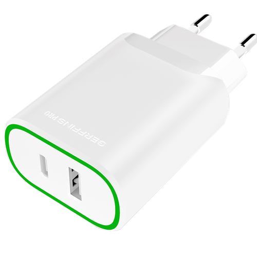 Gerffins Pro USB-A/С 2A/3A, белое