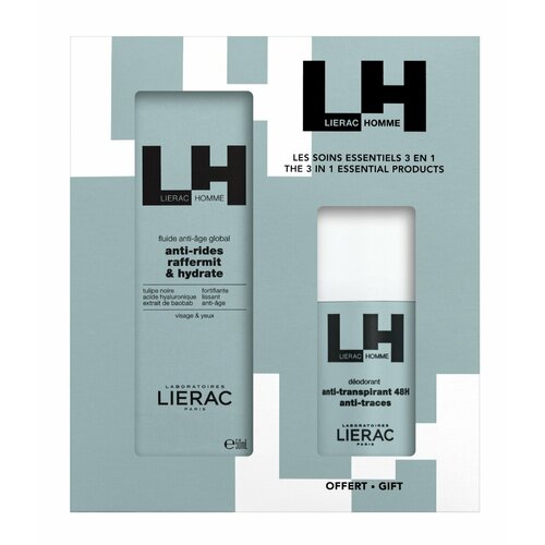 Lierac Homme Набор для мужчин крем-флюид антивозрастной 50мл шариковый дезодорант 48ч 50мл 5349₽